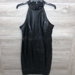lipsy faux leather halter neck dress